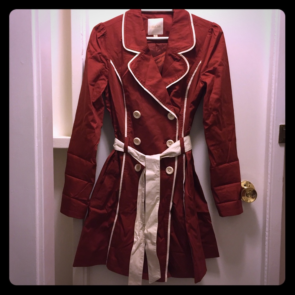 ModCloth Trench Coat In Paprika with Cream Sash